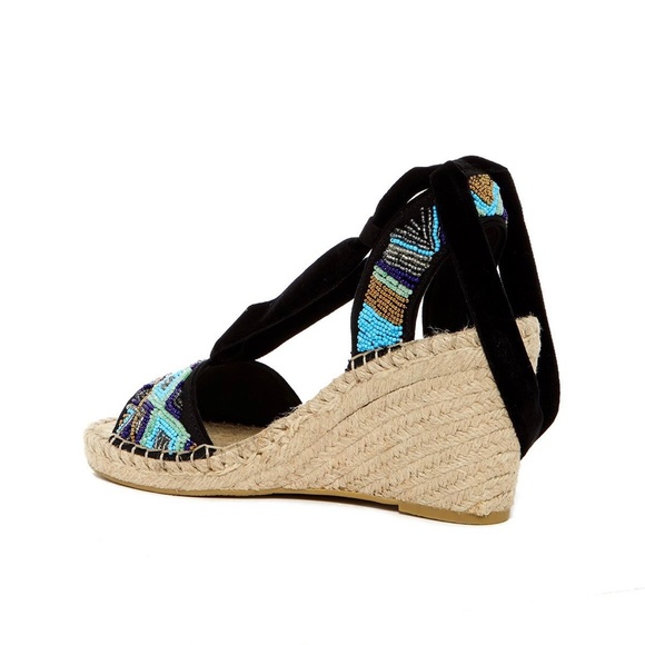 Ash Paola Blue Black Espadrilles Wedge Heel Platform Sandals Ankle Strap Pumps 8 - Picture 5 of 10
